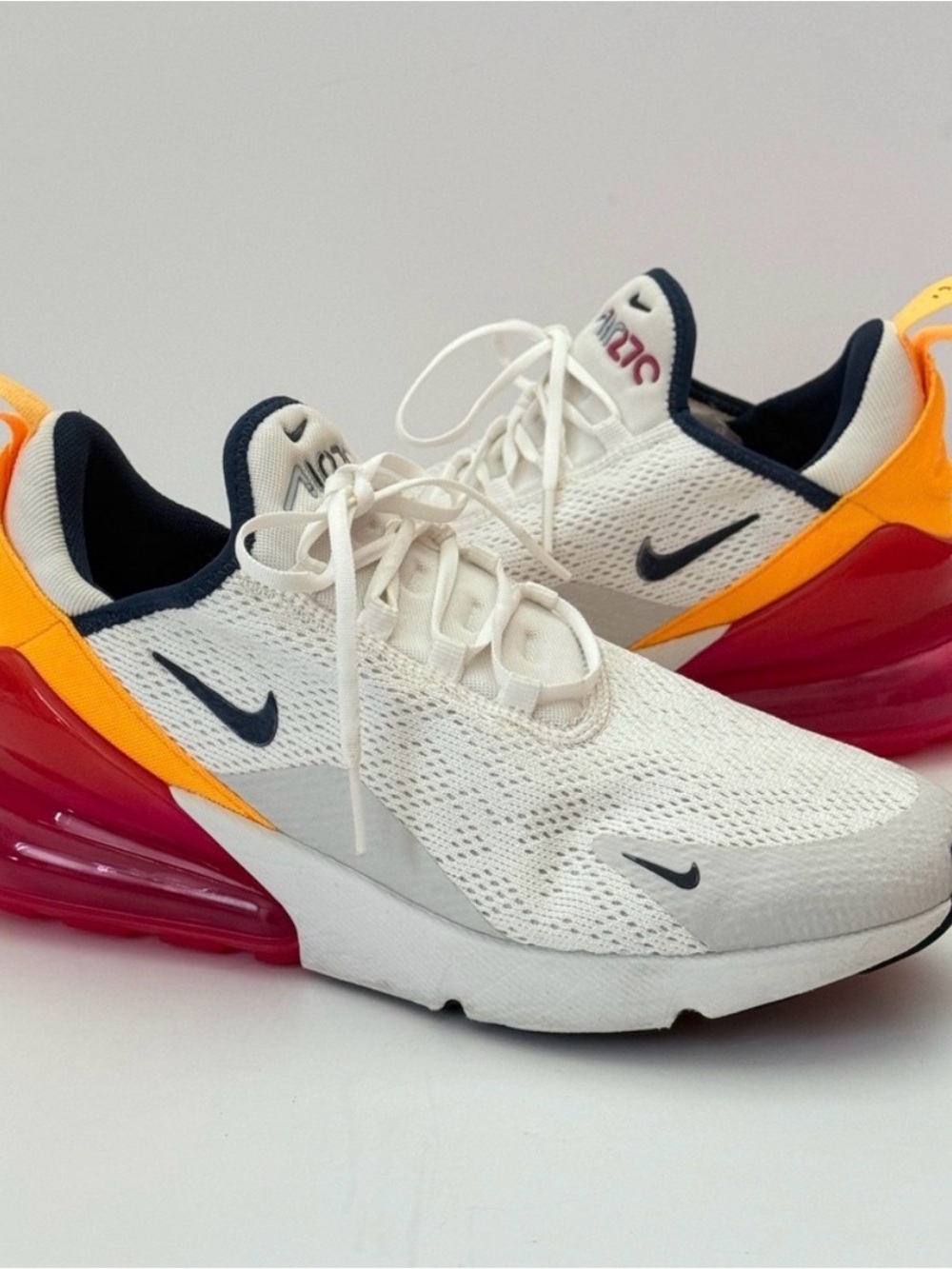 Nike White Navy Orange Pink Air Max 270 Athletic Shoes
